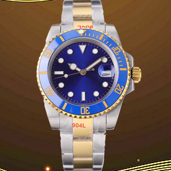 

40mm automatic mechanical watches stainless steel blue black ceramic sapphire wristwatches super luminous montre outdoor travel sports water, Slivery;brown