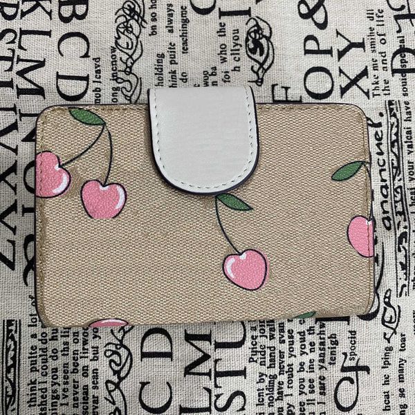 

cherry wallet classic long purse women fashion bags leather purse multi-card slot luxury leather designer wallets crossbody card holder purs, Red;black