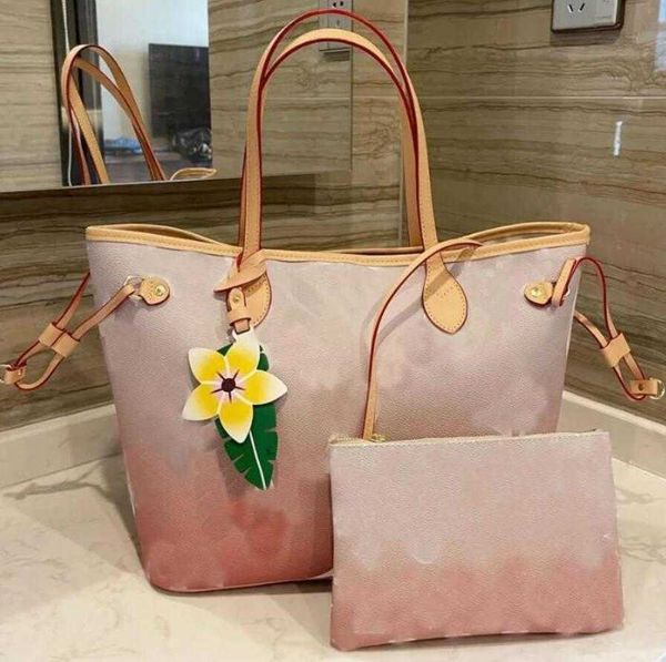 

fashion 2pcs totes woman luxurys designers bags leather flowers handbags messenger crossbody shoulder bag wallet lady clutch composite bag