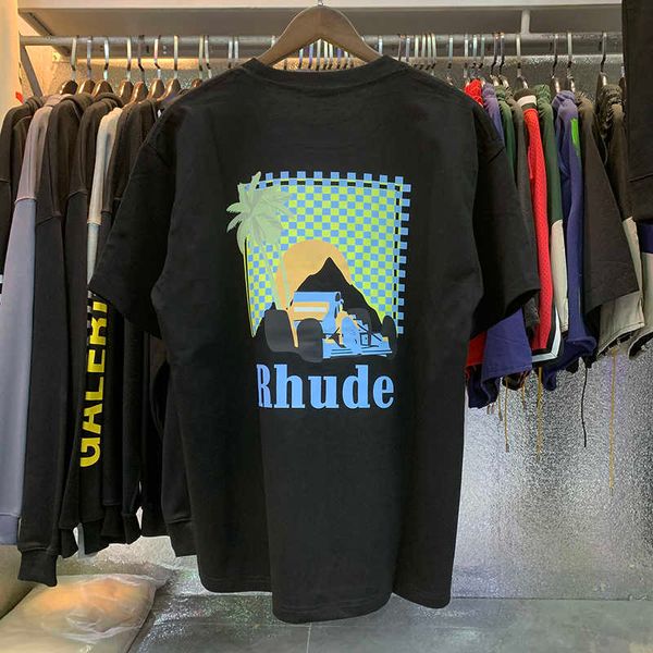 

men's hoodies sweatshirts 2023ss motorsport letter printing classic tee rhude black women men's casual oversized t shirt cotton lo