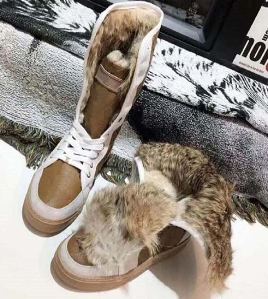 

classics winter snow boots real fur slides leather waterproof warm knee high boot fashion booties with box by bagshoe1978 128682517, Black