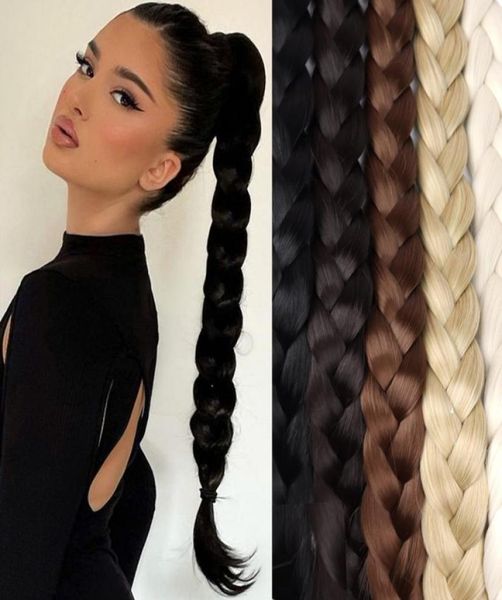 

synthetic s 34inches long braided tail hair for women black brown tail with rope high temperature fiber 2211116838119
