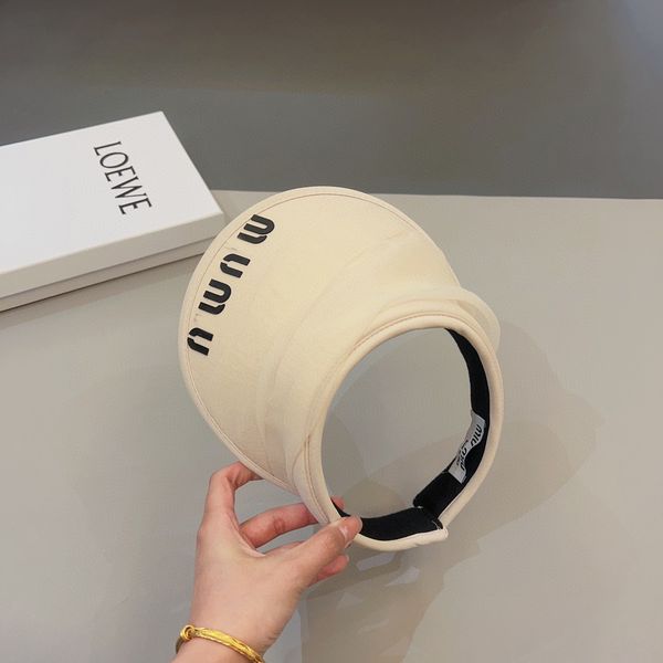 

big eave hollow hat female miu letter designer beanie cap versatile sunshade hat cycling sunscreen hat summer, Blue;gray