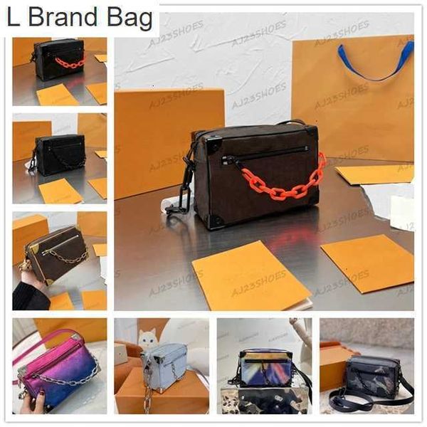 

l brand bag mini soft trunk cross body bags for men and women fashion leather crossbody bag handbag shoulder purses wallets with orange chai, Black