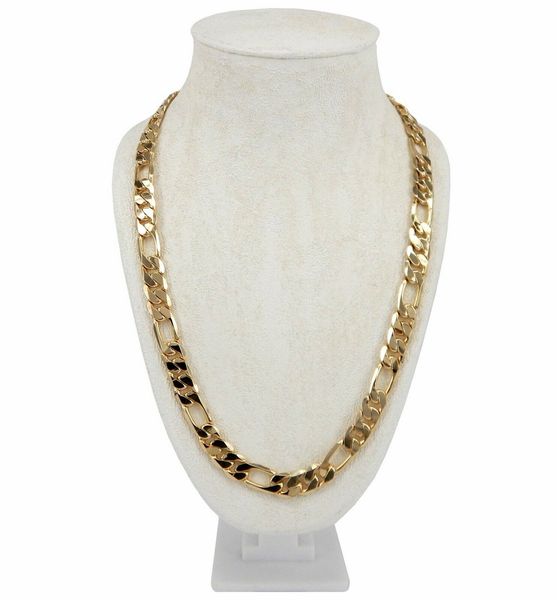 

men's 10mm italian figaro link chain necklace 14k gold plated 24", Silver