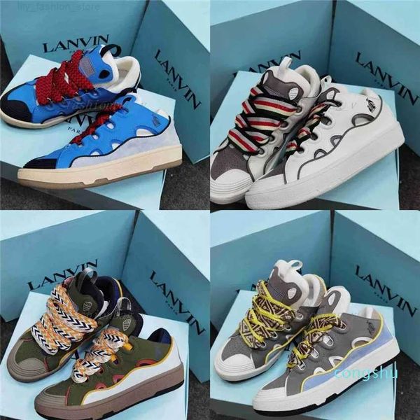 

dupe designer sneakers nappa calfskin casual shoes leather curb men women trainers collage lace sneaker size36-45, Black