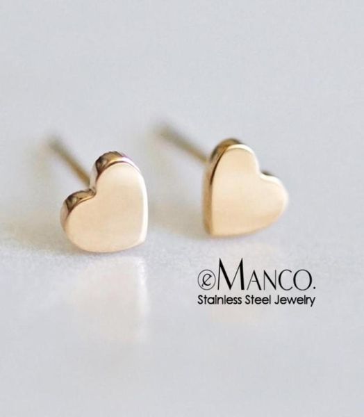 

emanco trendy stainless steel earrings minimalist small heart love earrings korean style stud earrings for women y20032379070552656006, Golden;silver