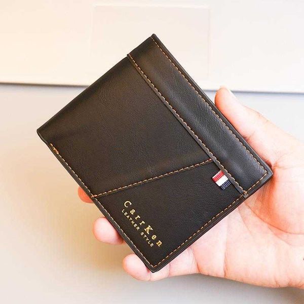 

wallet mens short bronzing printed youth casual fashion multi card slot, Red;black