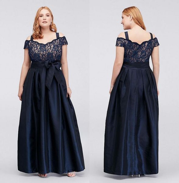 

dark navy plus size lace prom dresses off the shoulder evening gowns with sash a line taffeta floor length formal dress4084067, Black