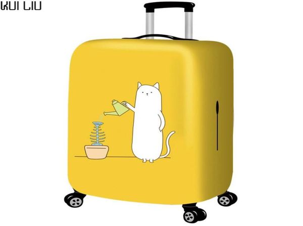 

thickened luggages protective cover trolley cases waterproof elastic suitcases bag dust rain covers yellow cartoon print fish cj194288086