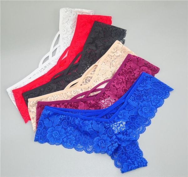 

new lace thong panties good elastic underwear women mini gstring g string v back strappy brazilian calcinha1501343, Red;black