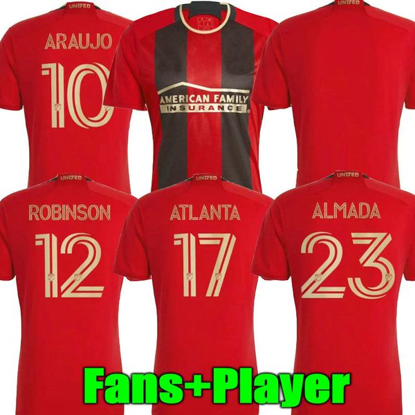 

23 24 mls atlanta united fc soccer jerseys 2023 2024 maillots de foot martinez robinson araujo almada barco men kids football shirt, Black;yellow