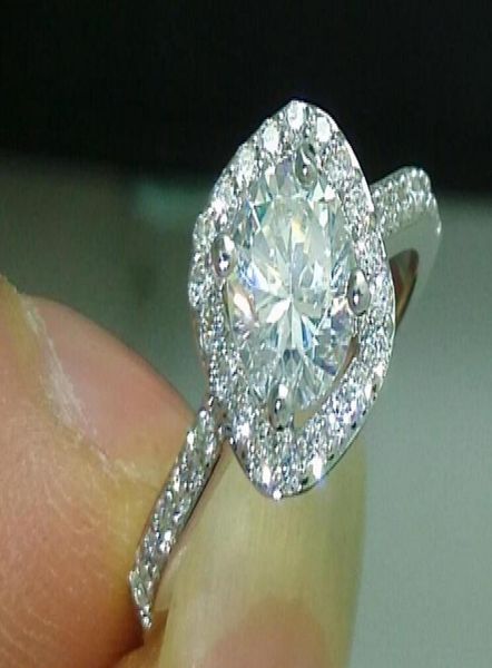 

whole fashion jewelry 100 brand new 18k white gold filled gf full cubic zirconia women wedding ring gift7084207, Golden;silver