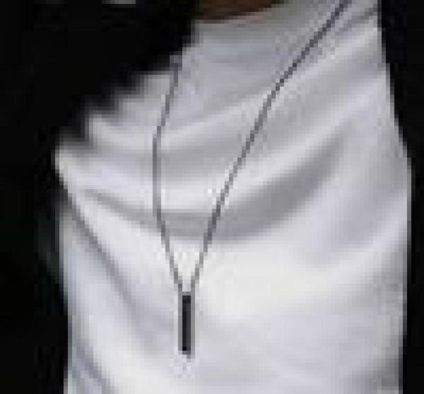 

classic rectangle necklace men stainless steel black color cuban chain for men jewelry gift9678437, Silver