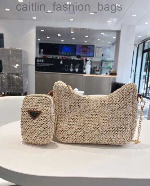 

summer straw bag hobo designer shoulder crossbody bags ladies chain tote bag composite handbag with coin purse woman handbags chest pack cha