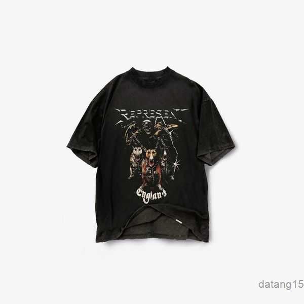 

men's t-shirts 2023 new and women's t shirt fashion design brand present repre repvintage wash used doberman shark print short sle, White;black