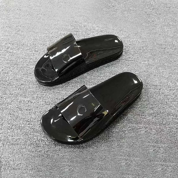 

womens sandals thick bottom jelly slippers double g letters flip flops luxury mules flat rubber slides platform beach pool slider logo sanda, Black