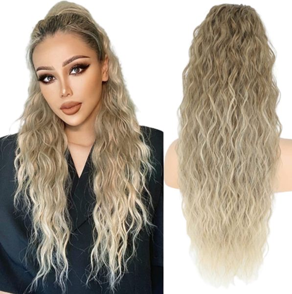 

26 inch drawstring ponytail water ripple ponytail hair elastic mesh braid with many styles to choose from supporting customization, Black