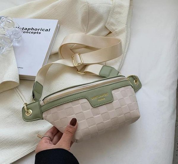 

waist bags elegant plaid pu leather for women 2022 female packs ladies stylish fanny pack wide strap crossbody chest bag3738600