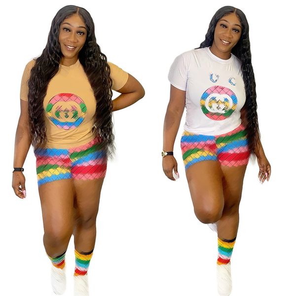 

2023 designer brand women's tracksuits summer y2k casual joggers sports suit letters pritn t-shirt elastic shorts 2 pieces set outifits, Gray