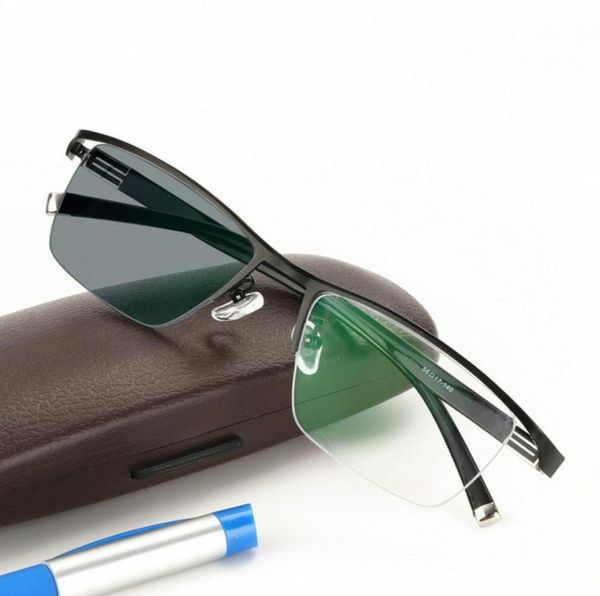 

new design pochromic reading glasses men half rim titanium alloy presbyopia eyeglasses sunglasses discoloration with diopters8719748