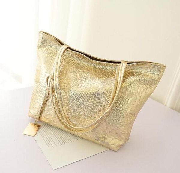 

evening bags women casual fashion shoulder pu leather silver gold black crocodile handbag female big tote bolsas sac a main mujer2706519