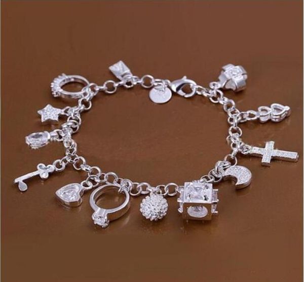 

dmsb144women039s sterling silver plated bracelet925 silver plate bracelet jewelry6pcslot9853659, Golden;silver