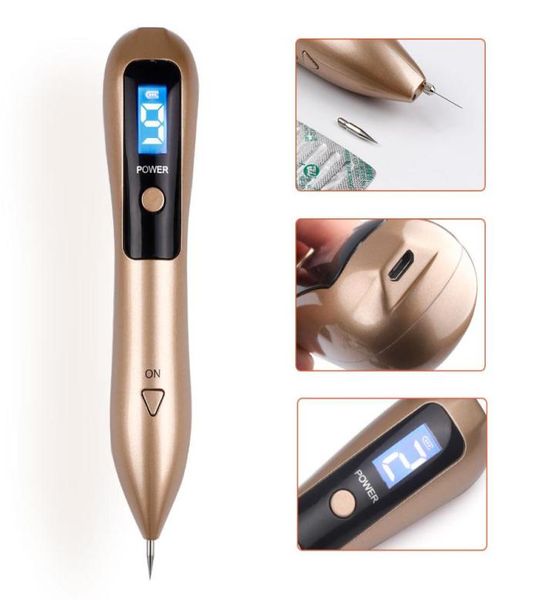 

9 level lcd face skin dark spot remover mole tattoo removal laser plasma pen machine facial freckle tag wart removal beauty care7882063, Black