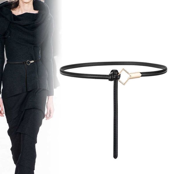 

belts suspenders perforated fine decorative dress women's belt small fragrant cow leather waist chain, Black;brown