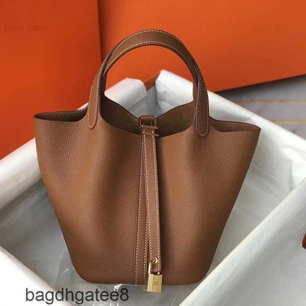

bag h designer picotin locks bags leather women s handbag bucket litchi pattern layer kraft vegetable basketcvn 1x4l