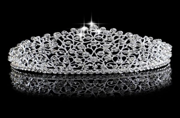 

gorgeous sparkling silver big wedding diamante pageant tiaras hairband crystal bridal crowns for brides prom pageant hair jewelry 8040578