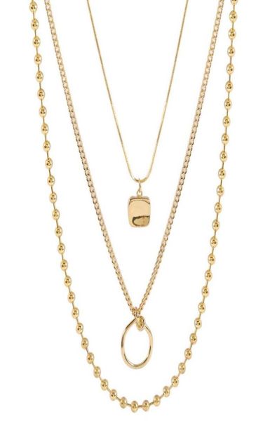 

pendant necklaces badu 2022 statement multilayer necklace simple geometric square metal choker for women clavicle chain3499410, Silver