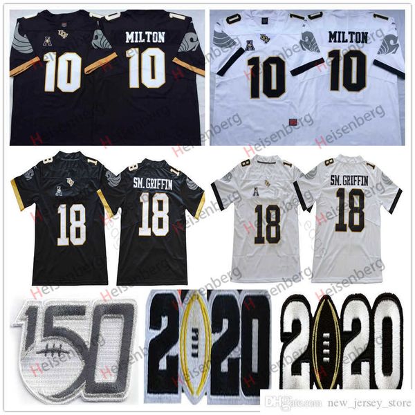 

ncaa 150th ucf knights college football wear #10 mckenzie milton jerseys home away mens #18 shaquem griffin stitched jersey shirt, Black