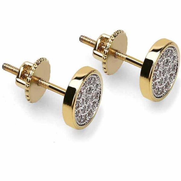 

2019new men039s 7mm circle micro pave cz screw back stud earrings for women wedding party jewelry hip hop jewelry6558332, Golden;silver