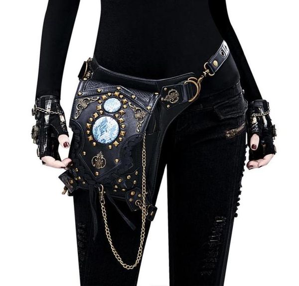 

waist bags yourseason steampunk chain rivet pack multifunctional pu leather female shoulder 2022 moto biker belt bag1566842