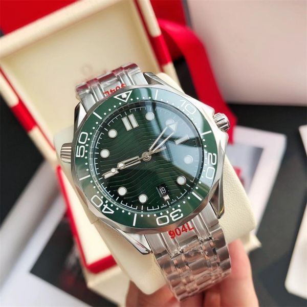 

men's automatic mechanical ceramic watch with box 42mm stainless steel folding buckle swimming watch sapphire luminous watch montre de, Slivery;brown