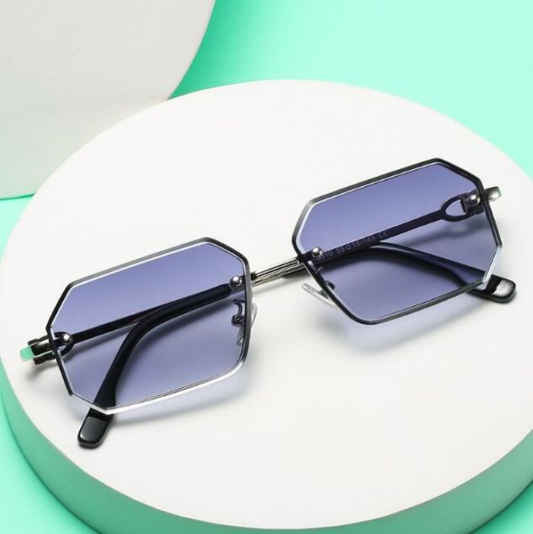 

polygon rimless frame small lens sunglasses classic driving style design outdoor decoration shades eyewear, White;black