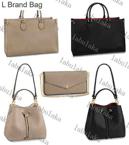 

l brand bag m45495 m45497 m6997 totes desinger real grained cowhide leather onthego neonoe mm women bucket handbag tote clutch shopping cros, Black