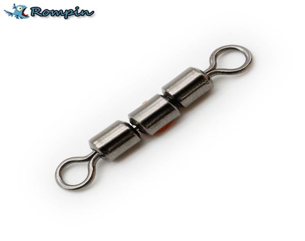 

rompin 10pcslot high speed strength fishing triple rolling swivel barrel connector size2 4 6 8 10 fishing tackle accessories5320957