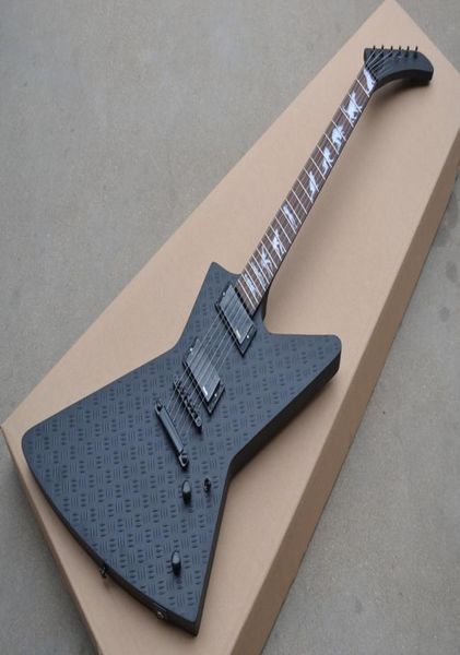 

custom heavy metal mx250 james hetfield matte black diamond plate explorer electric guitar deer skull mop inlay guitar black hardw8036844