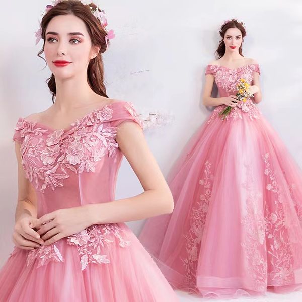 

2023 lace wedding dresses off shoulder 3d flowers beaded cap sleeve romantic butterfly appliques tulle bridal gowns with sheer buttons back, White