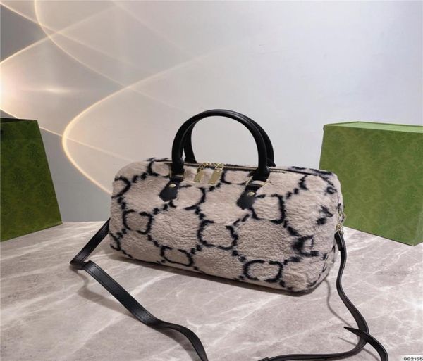 

super soft plush bag 3022cm pillow shape women039s largecapacity handbag classic printing black and grey white fashion boston6228560