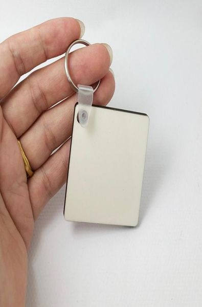 

whole 10pcs diy mdf blank key chain square sublimation wooden key tag ring for heat press transfer po logo gift ship2699153, Silver