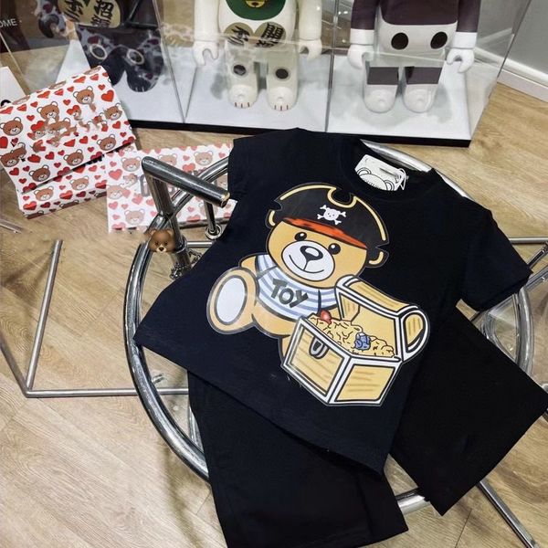 

kids clothes sets short sleeve tshirts shorts boys children bear british luxury brand summer loose t-shirts toddler youth t shirts pants gir, White