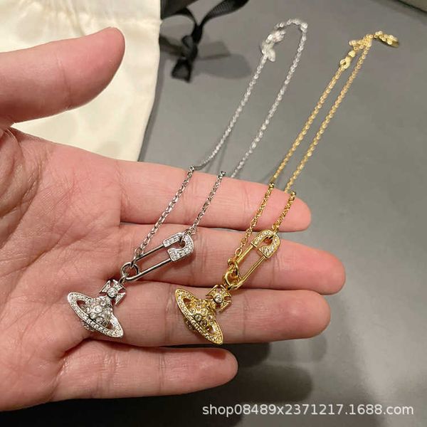 

classic empress dowager vivian pin saturn set diamond collar chain tiktok kwai live necklace, Silver