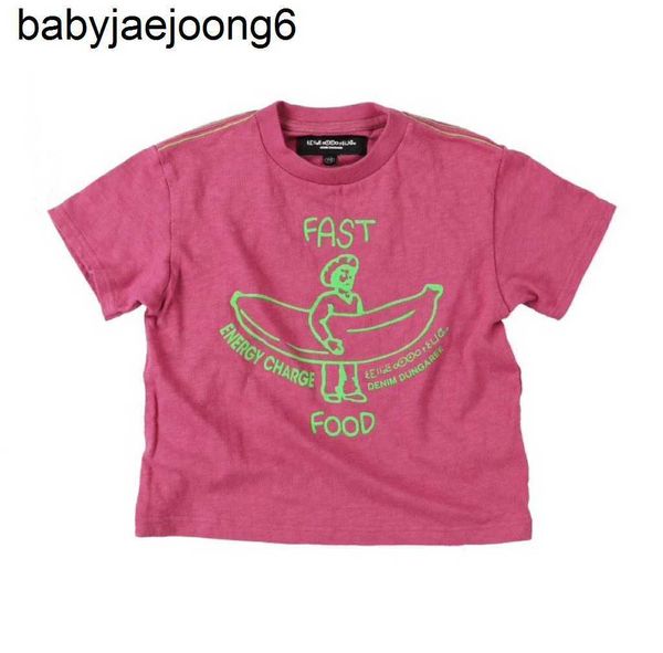 

23ss dd children's fashion brand boys and girls' short sleeve banana print hand-painted graffiti round neck t-shirt, Blue