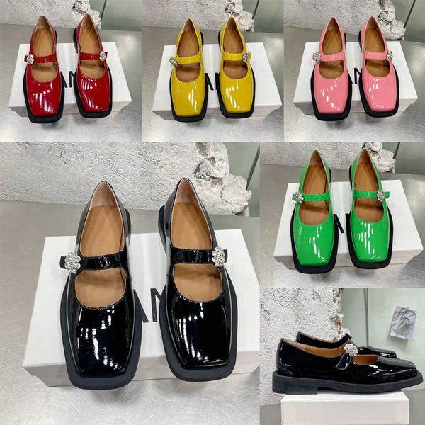 

womens formal leather shoes designer red black green pink square toe water diamond buckle casual shoes