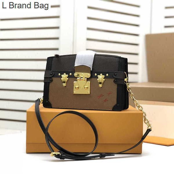 

l brand bag shoulder bags trunk clutch designer handbags crossbody purses classic metal hasp mono bag women genuine leather messenger bags u, Black