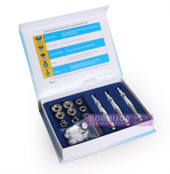 

diamond microdermabrasion stainless steel diamond wands with 3 wands and 9pcs diamond tips cotton filters dermabrasion tips7098447
