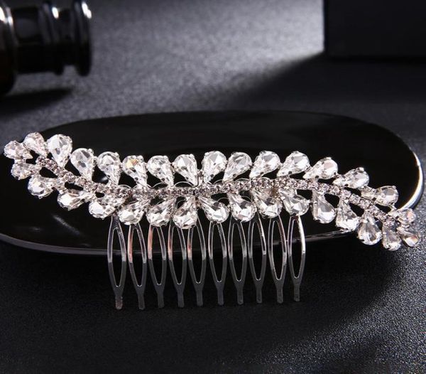 

korean bride comb vintage silver color women rhinestone crystals hair combs bridal wedding hair jewelry lady hairpieces jch1102725276, Golden;white